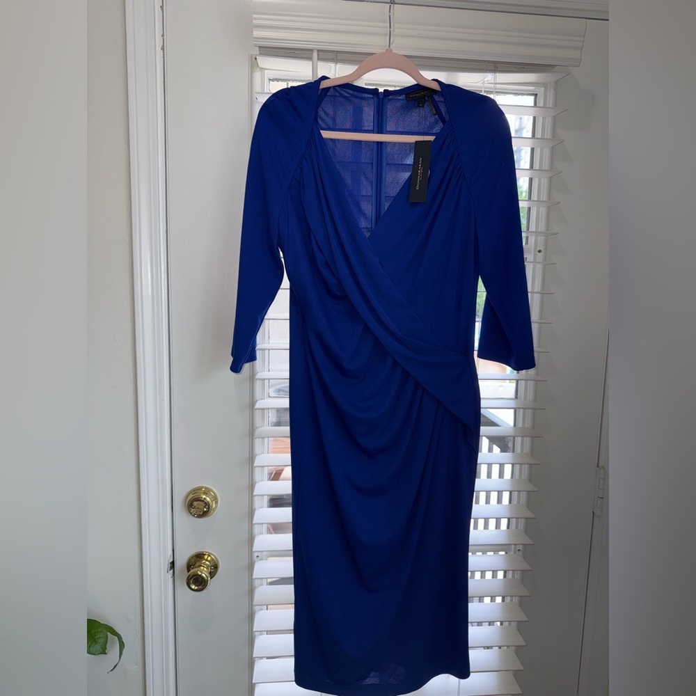 Donna Karan Blue V-Neck Sheath Dress